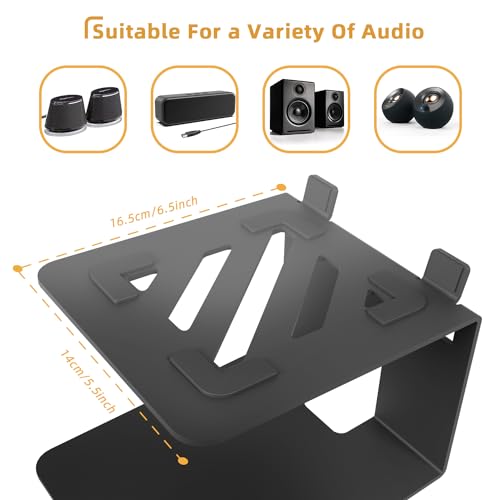 Desktop Speaker Stands,Metal with Vibration Pads,30 Lbs,Black | Desktop Stands with Vibration-Absorbing Pads and 7° Incline.Supports Up to 30 lbs.Fits Bookshelf and Studio Monitors.1 pair.