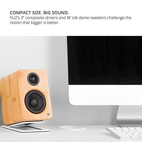 Kanto YU2GW PC Gaming Desktop Speakers | 3" Composite Drivers | 3/4" Silk Dome Tweeter | Class D Amplifier | 100 Watts | Built-in USB DAC | Subwoofer Output | Pair | Gloss White - color: Gloss White