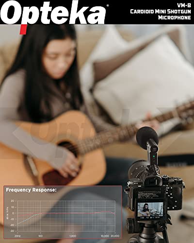 Opteka 3.5mm Cardioid Mini-Shotgun Hot Shoe Microphone for Mirrorless Cameras, DSLRs, and Camcorders with Windscreen, Fuzzy Dead Cat, Pouch