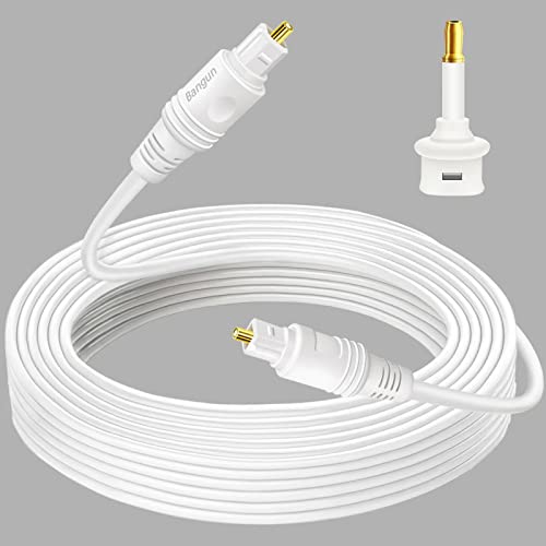 100 Feet White Optical Audio Cable - Slim Toslink Digital Fiber Optic for Sound Bar, TV, PS4, Xbox - color: White, size: 100 ft
