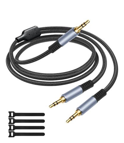 1/8" TRS Stereo Splitter Cable 6.6FT(Splitter 20cm), Male to Dual Male, 3.5mm Y-Splitter Stereo Cable, for Speakers, Headphone, Cell Phone PC Laptop, Perfect for Switching or Two Sets of Speakers - size: 6.6FT
