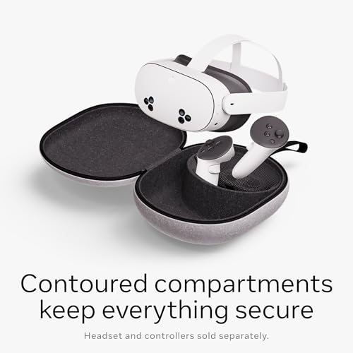 Meta Quest Compact Carrying Case — Works with Meta Quest 3/3S — Refreshed Compact Design — Fits 3/3S, Touch Plus Controller, Active Straps, Charging Cable, and Adapter | Works, Touch Plus Controller, Active Straps, Charging Cable, Adapter - style: Compact