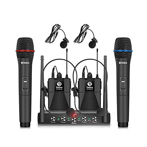 D Debra Audio AU400 Pro UHF 4 Channel Wireless Microphone System - color: with 2 Handheld & 2 Bodypack (B)