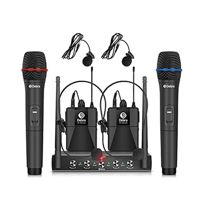 D Debra Audio AU400 Pro UHF 4 Channel Wireless Microphone System - color: with 2 Handheld & 2 Bodypack (B)