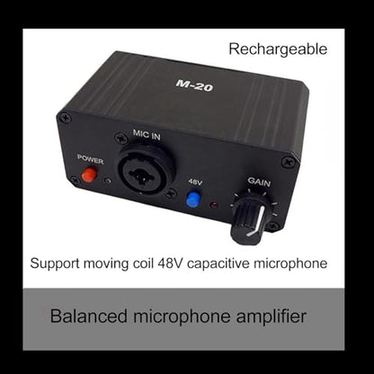 Mic Preamp, High Gain 48V Power XLR Output Mic Preamplifier, Microphone Preamp for Dynamic and Condenser Microphones Booster