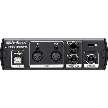 Presonus AudioBox 96 25th Anniversary Audio/Midi Recording USB Interface and NEW Updated Studio One Artist Software Kit with Condenser Microphone Shockmount and XLR Cable