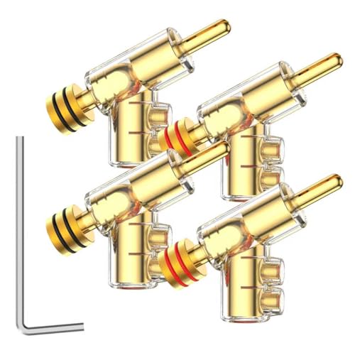 Tertullus 4Pcs Banana Clips Connectors Banana Plugs forSpeaker Wire Gold Plated Screw Locking Connectors forSpeaker Wire, AV Receiver, Amplifier, Surround Sound - size: Clipplug-G