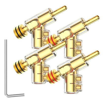 Tertullus 4Pcs Banana Clips Connectors Banana Plugs forSpeaker Wire Gold Plated Screw Locking Connectors forSpeaker Wire, AV Receiver, Amplifier, Surround Sound - size: Clipplug-G