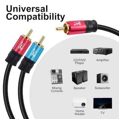 SHD RCA to 2RCA Subwoofer Cable Audio Cable 2RCA to 1RCA Bi-Directional RCA Y Adapter Premium Sound Quality Dual Shielded with Gold Plated Connectors-20Feet - size: 20Feet