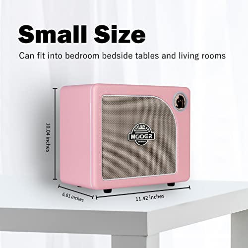 MOOER Guitar Amplifier Combo 15W, Practice Amp with 9 Digital Amp Models, 6.5" Speaker, Bluetooth, Headphone Output, for Electric/Acoustic Guitar and Bass - Hornet Pink - color: pink