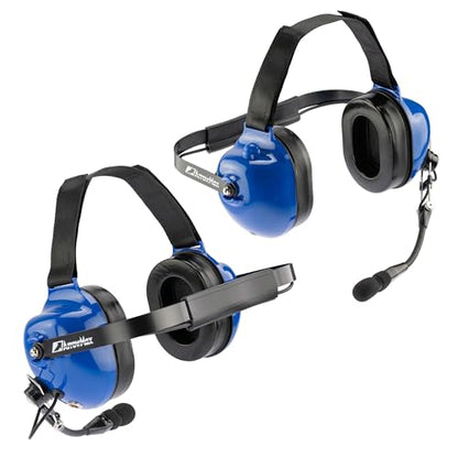 Arrowmax Racetrack Noise Cancelling Gel Pad Headset Compatible with Motorola R2 MOTOTRBO CP200D CP100D BPR40D CP200 DLR1020 DLR1060 (with Additional Dynamic Microphone) - color: Blue