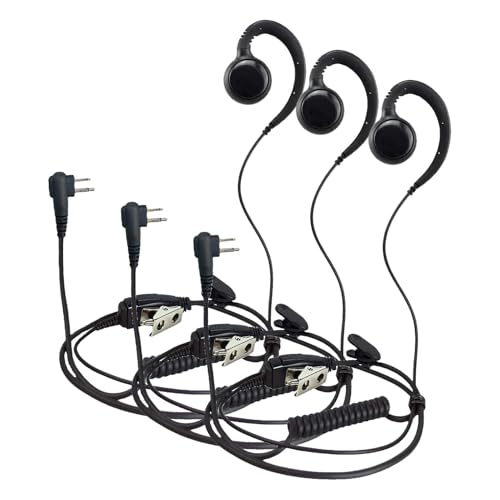 PROMAXPOWER Two Way Radio 1-Wire C-Shape Swivel Headset Earpiece PTT for Motorola CP88, CP100, CP185, CP200D, CLS1110, CLS1410, RDM2070d (Pack of 3) - size: 3-Pack