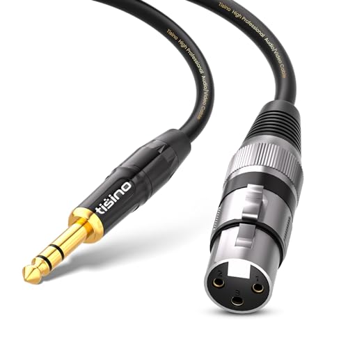 Tisino Female XLR to 1/4" TRS Balanced Stereo Microphone Cable, 3.3FT/1m | 6.35mm Stereo Jack 1/4" to XLR Female Balanced 3-PIn XLR Cable for Studio Mixer, Speaker, Gold-Plated OFC Audio Cord - size: 1m/3.3ft