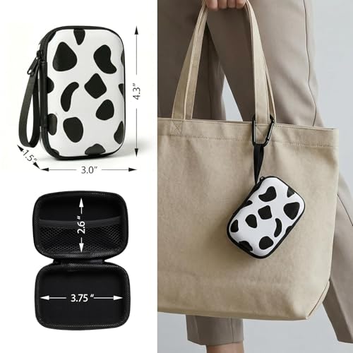 【Woyinger】 Printed EVA Hard Earbud Case Travel Organizer, Carrying Pouch for Wired & Wireless Earphones, Charging Cables, USB Flash Drives, Electronics Accessories Bag, Black and White - color: A1-Black and White