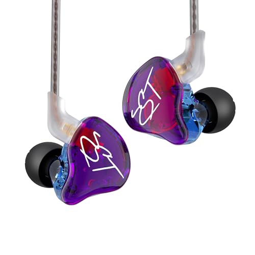 KZ ZST in Ear Monitor Headphone Hybrid Banlance Armature with Dynamic in-Ear Earphone 1BA+1DD Wired Earbuds HiFi Headset Gaming IEMS with Detachable Cable for Gamers,Musicians - color: Purple, style: without Mic