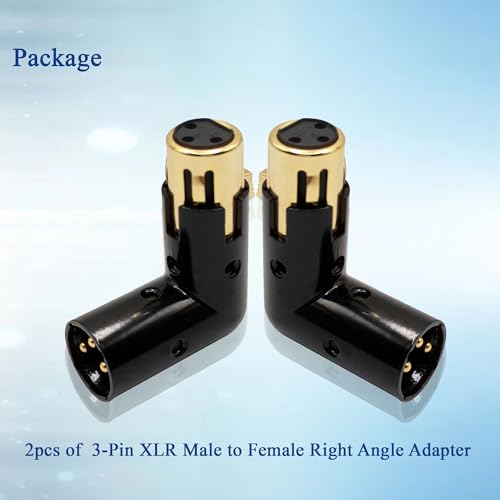 XLR Male to Female Right Angle Adapter Adjustable 3-PIN XLR 90 Degree Connector for Audio Cables PA Systems 2PCS - style: 2PCS 90D XLR Male to Female Adapter