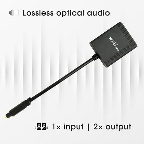 KabelDirekt – Optical Audio Splitter, 1-to-2 – Soundbar | Connects One Source to Two Devices: Soundbar, TV, Hi-Fi System, Amplifier - color: Black, size: 4in