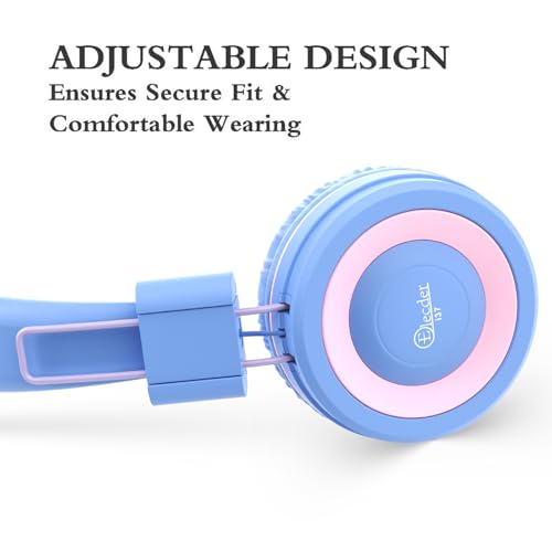 ELECDER i37 Kids Headphones for School Child Girls Boys Teens, Purple/Pink | Foldable Adjustable Lightweight, 3.5mm Audio Jack On Ear Headphones for Smartphones Chromebook Computer PC Tablets Travel - color: Light Purple/Pink