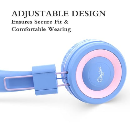 ELECDER i37 Kids Headphones for School Child Girls Boys Teens, Purple/Pink | Foldable Adjustable Lightweight, 3.5mm Audio Jack On Ear Headphones for Smartphones Chromebook Computer PC Tablets Travel - color: Light Purple/Pink