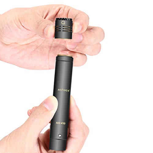 NEEWER 2-Pack Pencil Stick Condenser Mic w Interchangeable Omni Cardioid | With Super Cardioid Capsules, Foam Windscreens, Mic Clip, and Carrying Case, for Acoustic Woodwind Instruments