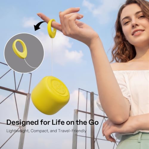 Bobtot Portable Bluetooth Speakers with Strap Easy to Carry Mini Speaker | Wireless Waterproof with Loud Stereo Sound, 20 Hours Playtime, Rechargeable Battery, Built-In Microphone, Yellow - color: Yellow