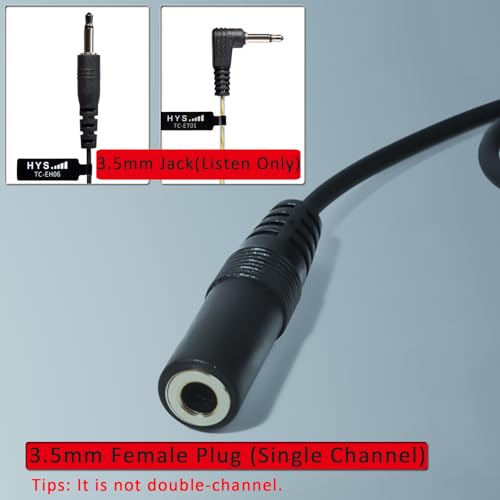 HYS RX380 RX180 RX680 3.5mm Audio Jack to 2.5mm 1-Pin Earpiece Adapter for Cobra Microtalk Radios CXT195/CX112/CXT545 with Inline PTT Switch and Extension Cord