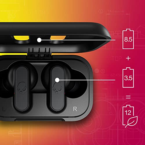 Skullcandy Dime 2 Wireless Earbuds,Bluetooth Headphones,Noise Isolating Fit,Up to 12 Hours Battery,Microphone for iPhone Android,Easy Carry with Integrated Lanyard - True Black,(Pack of 2) - color: True Black, size: One (Pack of 2)