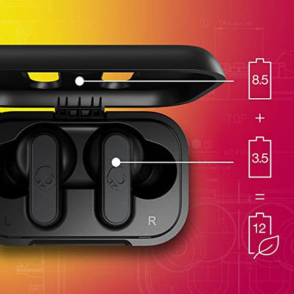 Skullcandy Dime 2 Wireless Earbuds,Bluetooth Headphones,Noise Isolating Fit,Up to 12 Hours Battery,Microphone for iPhone Android,Easy Carry with Integrated Lanyard - True Black,(Pack of 2) - color: True Black, size: One (Pack of 2)
