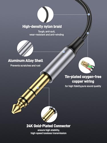 3.5mm to 1/4 inch Headphone Adapter Cable, 3.3FT 6.35mm Male to 3.5mm Female TRS Stereo Audio Jack Adapter Cable for Mixer Guitar Piano Amplifier Speaker and More. - size: 3.3FT