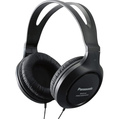 Panasonic Headphones, Lightweight Over The Ear Wired Headphones with Clear, Sound and XBS for Extra Bass, Long Cord, 3.5mm Jack for Phones and Laptops – RP-HT161-K (Black) - size: 4.1 x 7.2 x 7.6 inches (Pack of 1), style: Over Ear - No Mic
