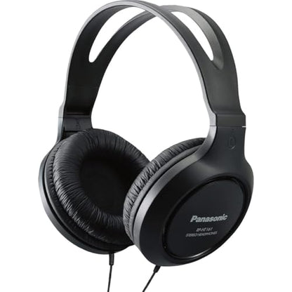 Panasonic Headphones, Lightweight Over The Ear Wired Headphones with Clear, Sound and XBS for Extra Bass, Long Cord, 3.5mm Jack for Phones and Laptops – RP-HT161-K (Black) - size: 4.1 x 7.2 x 7.6 inches (Pack of 1), style: Over Ear - No Mic