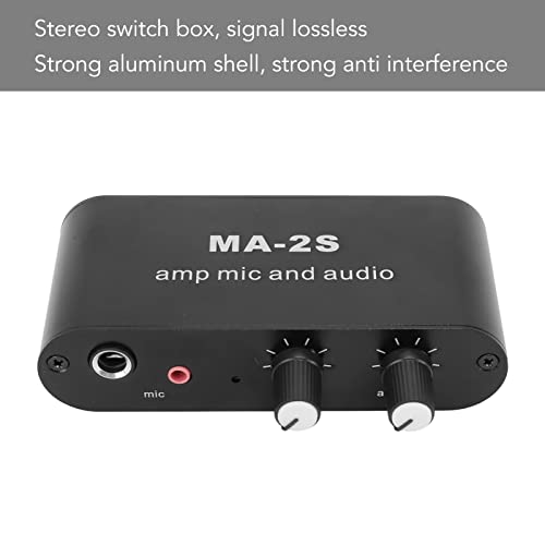 Audio Preamplifier, Micropne Amplifier1/4 Input 3.5Mm Output Small Stereo Channel Audio Splitter, 3 Output Ports Headphone Amplifier, Audio Splitter, Mini Amplifier For Speakers With Audio Cable For