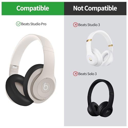 Silicone Case Compatible with Beats Studio Pro, Silicone Ear Pads Cover Protector Headband Cover, Anti-Scratch, Washable Protective Cover for Beats Studio Pro Ear Pads - Black - color: Black