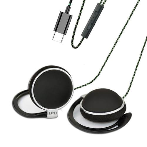 Clip-on USB-C Earphones with Mic & Controller, C-type Earphones with Subwoofer Stereo, Compatible with iPad & Android Smartphones
