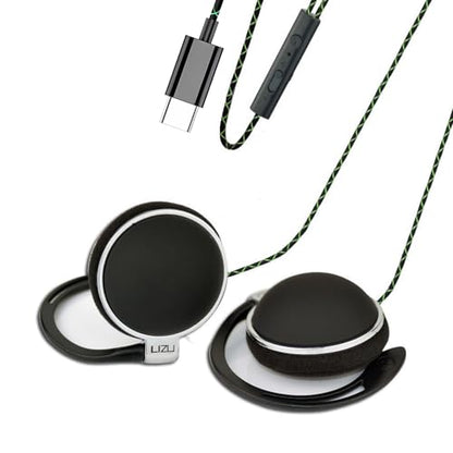 Clip-on USB-C Earphones with Mic & Controller, C-type Earphones with Subwoofer Stereo, Compatible with iPad & Android Smartphones