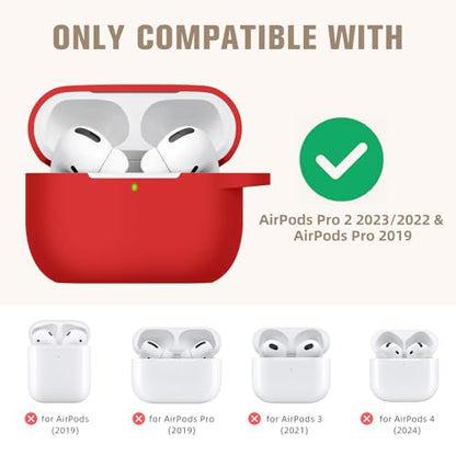Hamile Compatible with AirPods Pro Case Protective Silicone Airpod Case Shockproof Cover Skin for Apple Airpod Pro 2019 Charging Case, with Keychain, Red - color: 5-Red