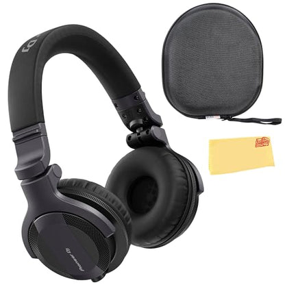 Pioneer DJ HDJ-CUE1 DJ Headphones - Black Bundle with Case and Austin Bazaar Polishing Cloth - color: HDJ-CUE1, style: Black