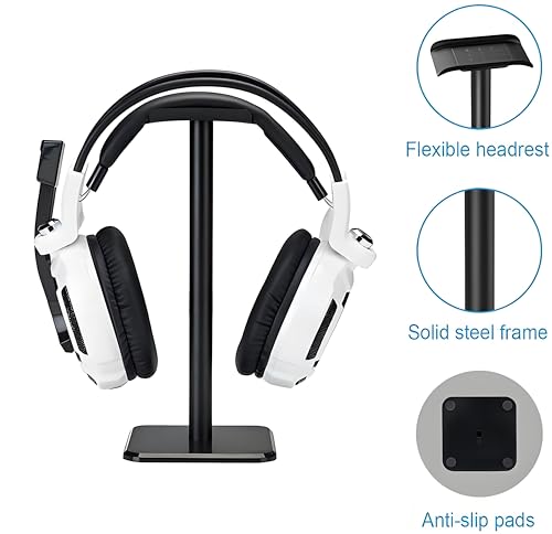 Headphone Stand, Universal Game Headset Metal Holder Earphone Stand - color: Black