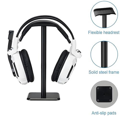 Headphone Stand, Universal Game Headset Metal Holder Earphone Stand - color: Black
