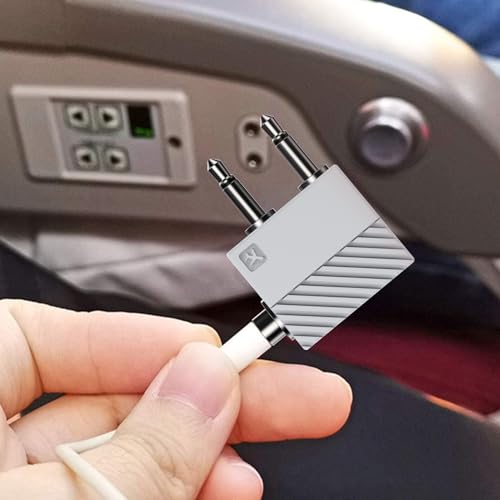 KAIY Airplane Headphone Adapter Dual 3.5mm Male to 3.5mm Female | AUX Airplane Audio Jack Adapter for Headphones, Plane Splitter to Plug Flight Connector for Delta/Emirates/EVA 2 Pack - color: Black+White