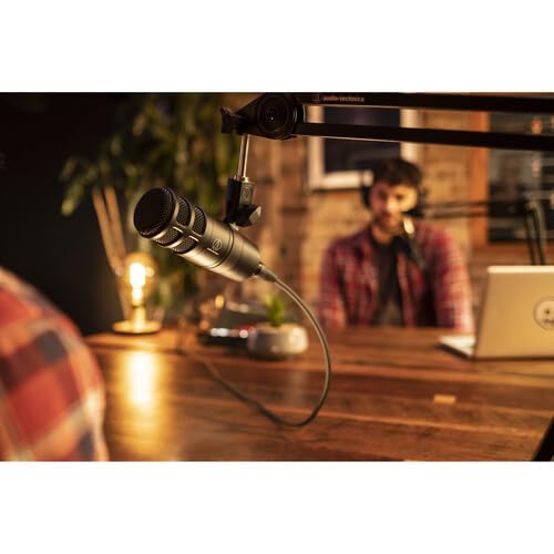Audio-Technica AT2040 Hypercardioid Dynamic Podcast Microphone Bundled with 20ft XLR Cable + Microphone Arm (3 Items)
