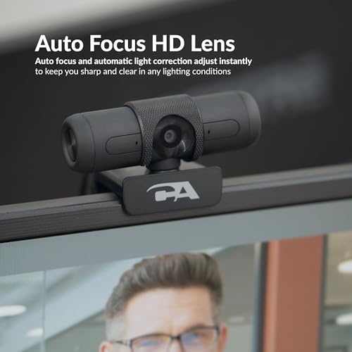 Cyber Acoustics WC-3000 5MP Super HD Webcam | Dual Omnidirectional Mics, Rotating Privacy Shutter, Auto-Focus Lens, Universal Monitor Mount, USB-A Plug-and-Play - size: WC-3000