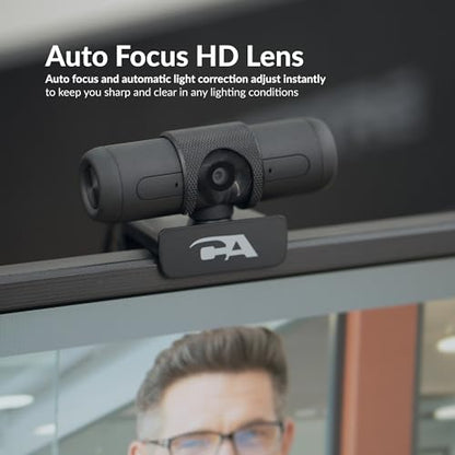 Cyber Acoustics WC-3000 5MP Super HD Webcam | Dual Omnidirectional Mics, Rotating Privacy Shutter, Auto-Focus Lens, Universal Monitor Mount, USB-A Plug-and-Play - size: WC-3000