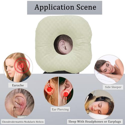 Ear Piercing Pillow with Hole for Cartilage Piercings, CNH Support - color: Cream