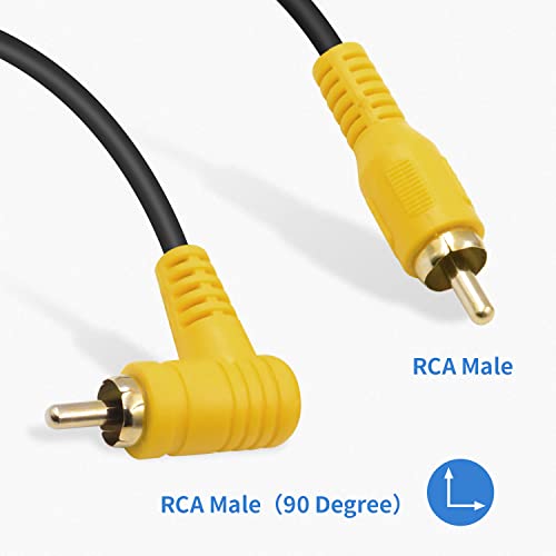 Duttek 5ft/1.5M Right Angle RCA Cable, 90 Degree Male to Male Stereo with 4K Gold-Plated Port for Amplifiers, Home Theater, HDTV, Home Stereo and DVD - size: 5ft/1.5M, style: 90 Degree RCA Male to Male