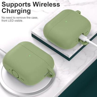 for AirPods Pro 3 Case Cover, Protective Soft Silicone with Keychain Cleaning Pen for Women Men for Apple AirPods Pro 3rd Generation Case(2025), Front LED Visible, Army Green - color: C-Army Green