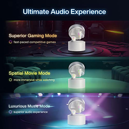 Angry miao CYBERBLADE Wireless Gaming Earbuds, Active Noise Cancelling Bluetooth Earbuds with Microphone, 36ms Low Latency Earphone for PC, PS4, PS5, Switch, iPhone, Android
