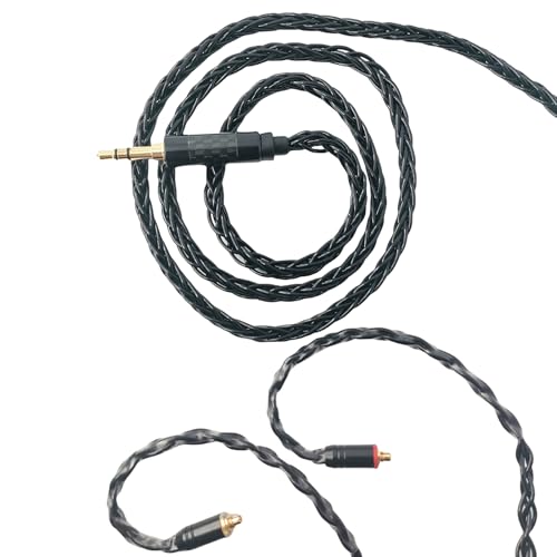 HiFi in Ear Earphone Replacement Cable 8 Core Silver Plated Copper Upgrade Earphone Cable for Shure SE215 SE535 TIN Audio T2 Pro T3(Black, MMCX 3.5MM) - size: MMCX 3.5MM