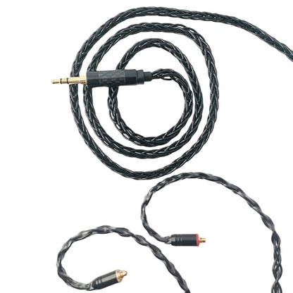 HiFi in Ear Earphone Replacement Cable 8 Core Silver Plated Copper Upgrade Earphone Cable for Shure SE215 SE535 TIN Audio T2 Pro T3(Black, MMCX 3.5MM) - size: MMCX 3.5MM