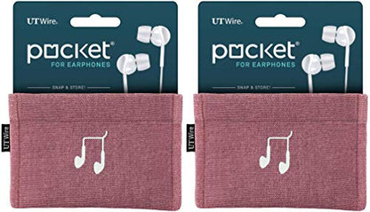 UT Wire [2 PACK] Pocket Snap & Store Earphone Case Pouch, Dusty Rose Pink - color: Dusty Rose/Grey, size: Earbud Case | 2 Pack